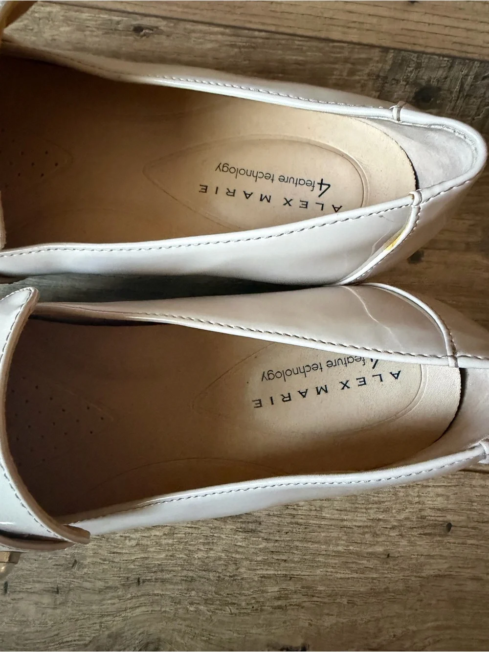 Alex Marie Nude Patent Pearl Loafers | Size 9.5 | pale blush pearl embellishment